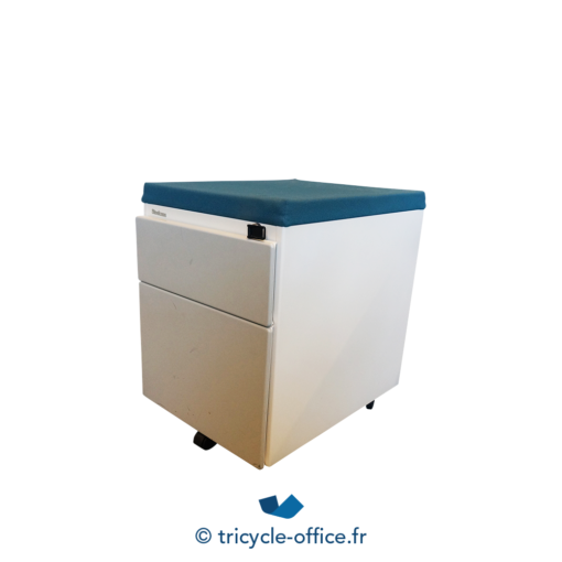 Tricycle Office Mobilier Bureau Occasion Caisson 2 Tiroirs Top Bleu (3)