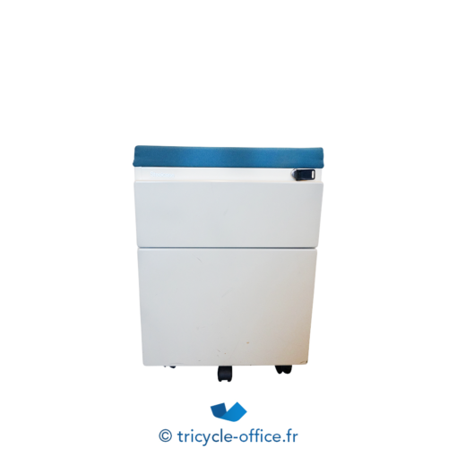 Tricycle Office Mobilier Bureau Occasion Caisson 2 Tiroirs Top Bleu (2)