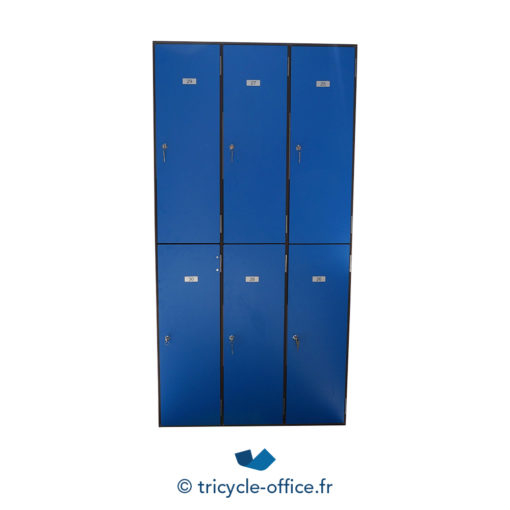 Tricycle Office Mobilier Bureau Occasion Vestiaires 6 Cases Bleu (1)