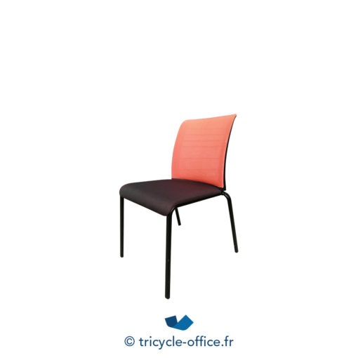 Tricycle Office Mobilier Bureau Occasion Chaise Visiteur 4 Pieds STEELCASE Orange Et Noire (3)