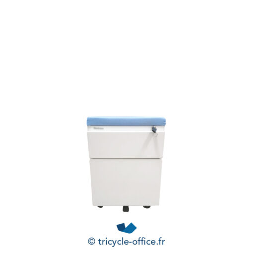 Tricycle Office Mobilier Bureau Occasion Caisson Blanc 2 Tiroirs STEELCASE Pouf Bleu Ciel (1)