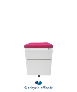 Tricycle Office Mobilier Bureau Occasion Caisson Blanc 2 Tiroirs STEELCASE Pouf Fuchsia (1)