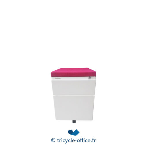 Tricycle Office Mobilier Bureau Occasion Caisson Blanc 2 Tiroirs STEELCASE Pouf Fuchsia (1)