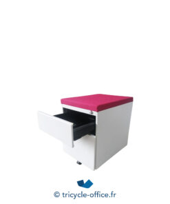 Tricycle Office Mobilier Bureau Occasion Caisson Blanc 2 Tiroirs STEELCASE Pouf Fuchsia (2)