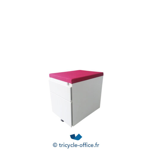Tricycle Office Mobilier Bureau Occasion Caisson Blanc 2 Tiroirs STEELCASE Pouf Fuchsia (3)