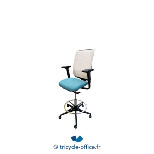 Tricycle Office Mobilier Bureau Occasion Fauteuil Bureau Haut STEELCASE Assise Bleu (2)