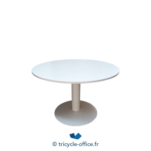 Tricycle Office Mobilier Bureau Occasion Table Ronde DYNAMOBEL Blanche D 110 Cm