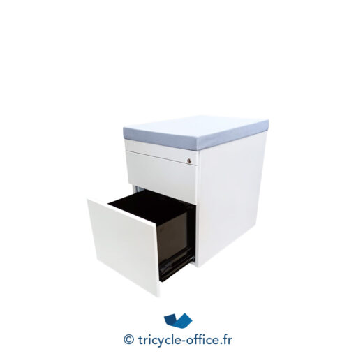 Tricycle-Office-mobilier-bureau-occasion-Caisson-HAWORTH-blanc-2-tiroirs-pouf-bleu (2)