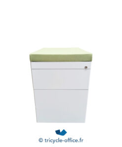 Tricycle-Office-mobilier-bureau-occasion-Caisson-HAWORTH-blanc-2-tiroirs-pouf-vert (1)