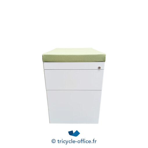 Tricycle-Office-mobilier-bureau-occasion-Caisson-HAWORTH-blanc-2-tiroirs-pouf-vert (1)