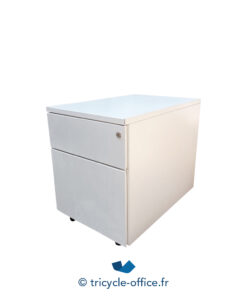 Tricycle-Office-mobilier-bureau-occasion-Caisson-métal-blanc-2-tiroirs