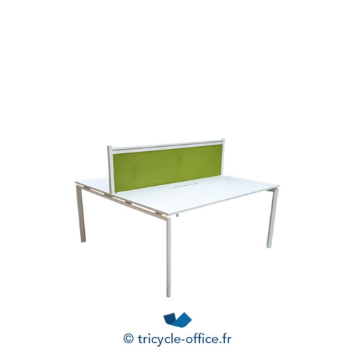 Tricycle-Office-mobilier-bureau-occasion-Bench-de-2-blanc-séparateur-vert-160x161-cm (2)