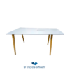 Tricycle Office Mobilier Bureau Occasion Table haute STEELCASE blanche piètement bois