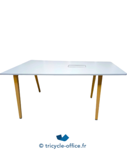 Tricycle Office Mobilier Bureau Occasion Table haute STEELCASE blanche piètement bois