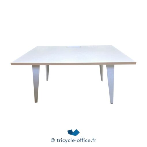 Bureau droit bois blanc 144x80 cm – Image 4