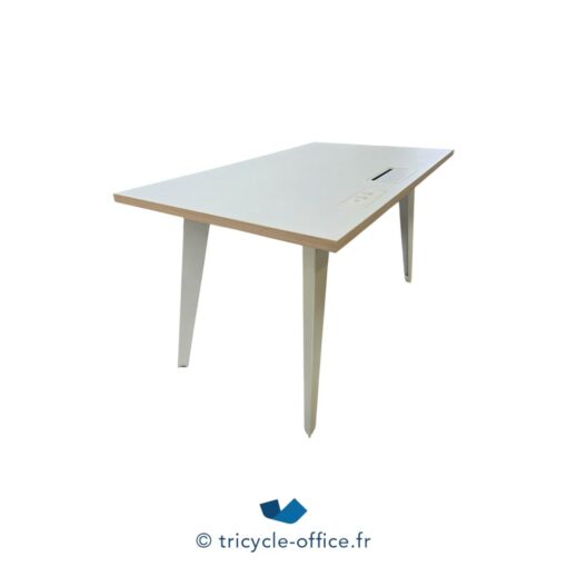 Bureau droit bois blanc 144x80 cm – Image 3