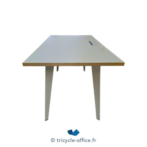 Bureau droit bois blanc 144x80 cm – Image 2
