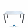 Tricycle-Office-mobilier-bureau-occasion-Bureau-droit-blanc-piètement-gris-140x80-cm