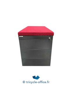 ART4521 Caisson MAJENCIA noir 3 tiroirs pouf rouge