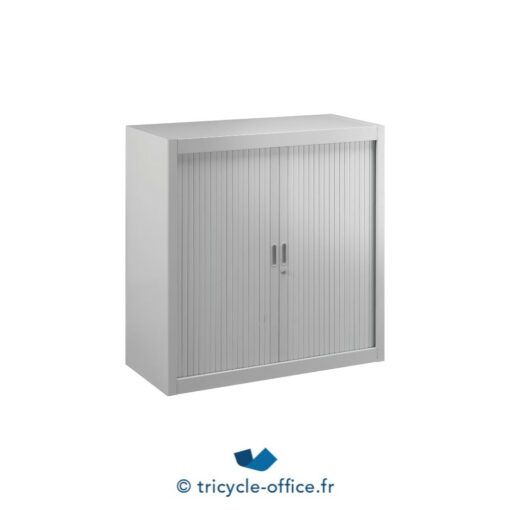 Armoire basse à rideaux métal L.100 cm Gris  – Occasion